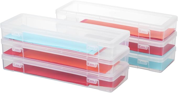 6 Pack Large Plastic Hobby Art Craft Organizer,Clear Plastic Storage Containers with Latching Lid, for Pencil Box, Lego, Crayon