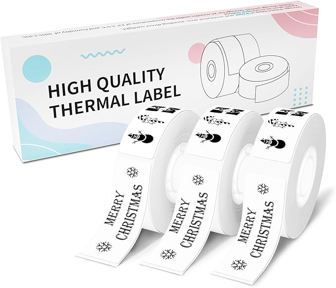 Labels N12 Label Maker Tape, Label Printer Paper, 14x40mm (0.55"x1.57"), Black on White Sticker Thermal Paper Self-Adhesive, Compatible with N12 Label Printer, 180 Labels/Roll, 3-Roll