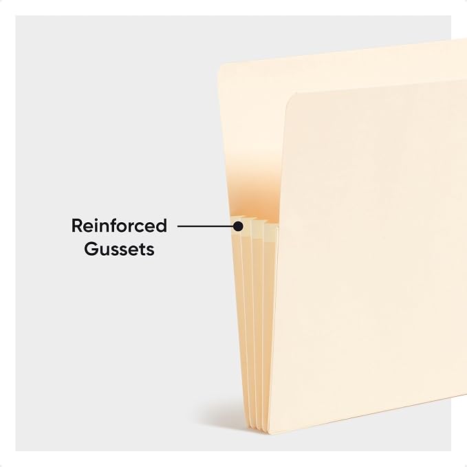 Smead Manila End Tab Expanding File Folders 3-1/2-Inch Expansion Pocket with Gussets, Expandable Letter Size, 25 Count (75124)