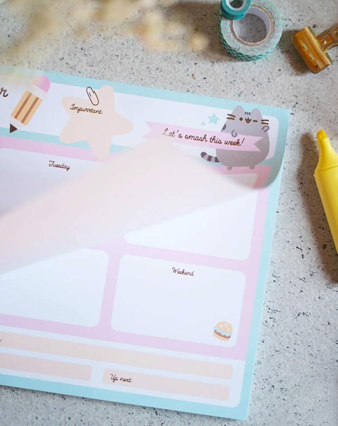 To Do List Notepad Pusheen Calendar A4 | Daily, Weekly Planner | ADHD Planner Pad | 54 Tear-Off Sheets 90 gsm | Pusheen Stationery | Improve Productivity | Task Planner