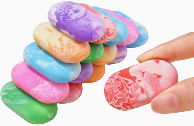 6PCS Cute Marble Erasers for Kids Bulk,Oval Fun for Classroom Back to School Party Gift (Marble Oval Erasers(6), Large)