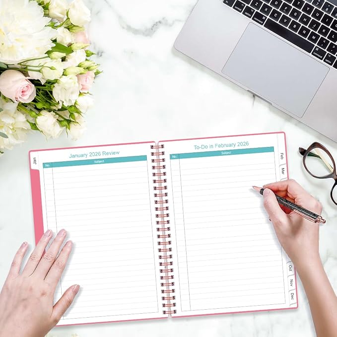 2026-2027 Monthly Planner - January 2026 - June 2027, Two Pages Per Month, 18 Monthly Calendar/Planner with Tabs, Inner Pocket, 6.4" x 8.5", Pink