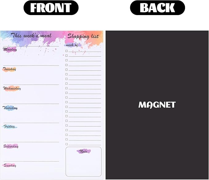 60 Sheets Weekly Meal Planner for Fridge, 7x10" Grocery List Magnet Pad for Fridge Undated Menu Planner with Tear off Shopping List for Meal Planning and Convenient Shopping, Colorful Ink