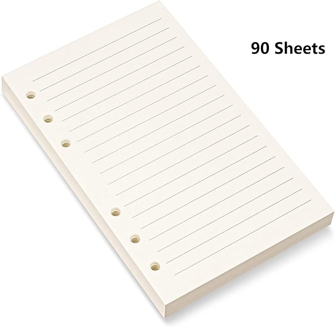 A5 Leather 6 Ring Binder - Crocodile Pattern Planner Cover Refillable with 80 Lined Sheets for Budget,Journal,Money Organizer -Beige