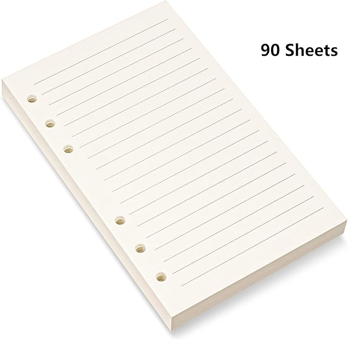 A5 Leather 6 Ring Binder - Crocodile Pattern Planner Cover Refillable with 80 Lined Sheets for Budget,Journal,Money Organizer -Beige