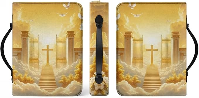Bible Cover Case for Women Girls Personalized Leather Bible Bag with Name or Text Custom Medium Bible Cases for Woman (The Cross of Heaven) Book Cover