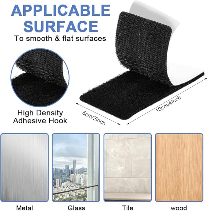 2024 Upgrade Hook and Loop Fastener Strips with Adhesive,Mounting Tape Heavy Duty Adhesion,Self Adhestive Hook and Loop Strips for Home and Office, Double Sided Adhesive Strips 16 Sets 4×2inch White