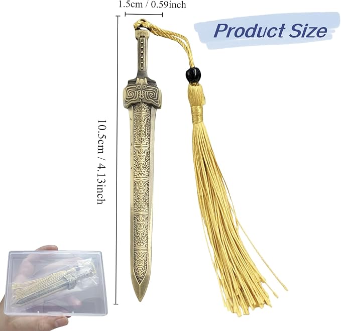Sword Bookmark, Metal Bookmark, Bookmarks with Tassels, Your Reading Assistants, Classroom Prizes, Men Bookmarks, Office School Library Bookstore Home (Bronze)