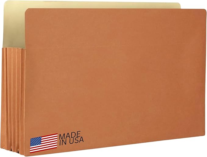 The File King Expanding Accordion File Folder – Legal Size | 5.25” Expansion, 10 Pack | Red Rope Expanding Pocket | Straight Cut Tab | Law, Accounting & Business Filing Organizer | Made in USA