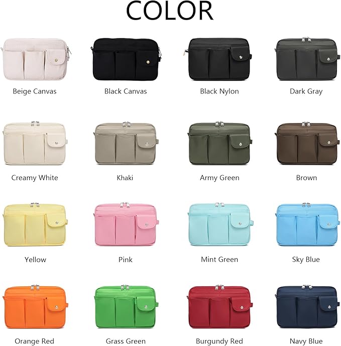 Storage Bag-arge Cosmetic Bag for Women Travel Makeup Bag Zip Up Bag Pure Cotton Canvas Can be Suspended (Orange Red)