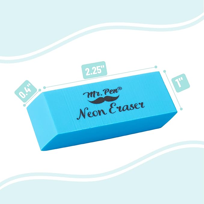 Mr. Pen- Pencil Eraser, 48 Pack, Neon Colors, Large Latex Free Block Erasers Bulk for School, Office, Art Sketching, Homework, Exams, Clean Smudge-Free Correction