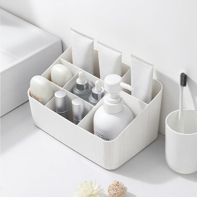 Desk Organizer with 7 Compartments Nightstand Organizer & Bedside Organizer for Dorm, Office Desk, Pen, Pencil, Remote Control Holder, Skincare & Stationary
