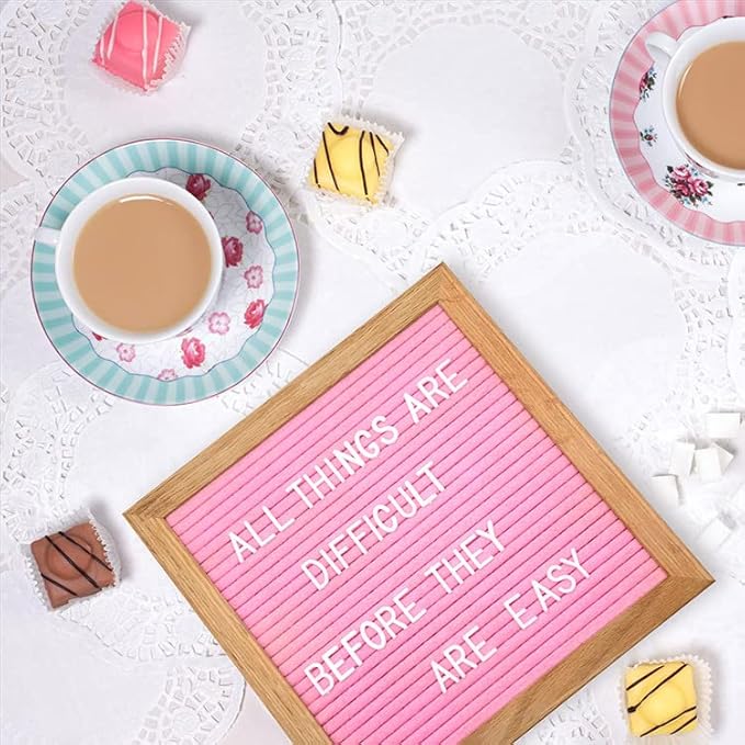 10 x 10 inch Felt Board Felt Letter Board Sign, Message Board Word Board Letter Boards Sign Bulletin Board Letters, Pregnancy Announcements Baby Announcement Sign (Pink)