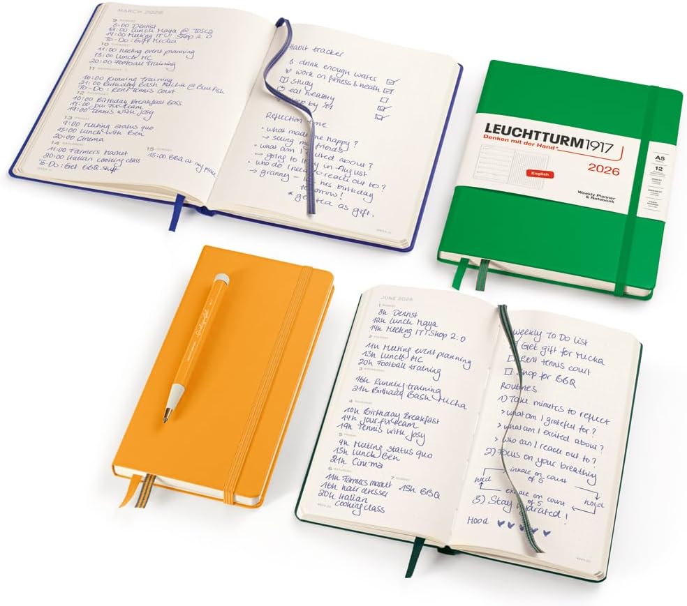 LEUCHTTURM1917 - Weekly Planner & Notebook 2026, Hardcover, Wallet (B6+ x A6), Dotted, Forest Green (Jan 1 - Dec 31, 2026)
