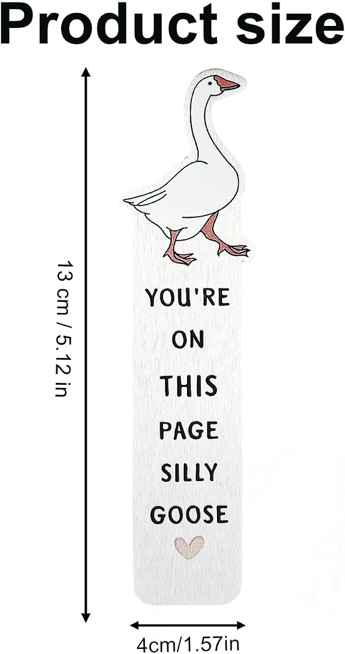 Silly Goose Bookmark, Stainless Steel Funny Silly Goose Book Marks Practical Reading Accessories Supplies for Bookish Gift Women Men Kids Teens