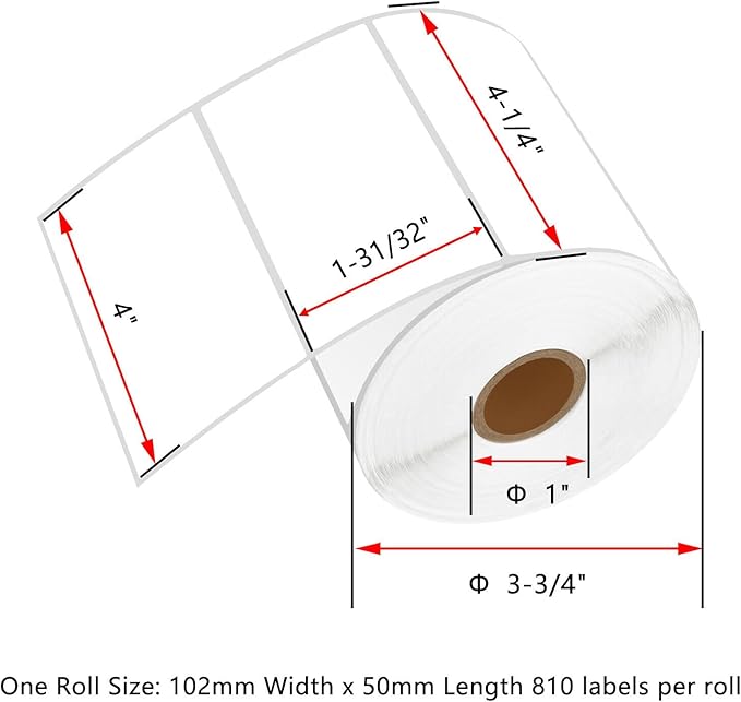 NineLeaf 3 Roll (810 Labels/Roll) Compatible for Brother RD-S03U1 RDS03U1 102mm 4'' x 2'' Standard Address White Paper Labels for RJ-3050 RJ-3150 RJ-4030 RJ-4040 TD-4000 TD-4410D TD-4550DNWB Printers