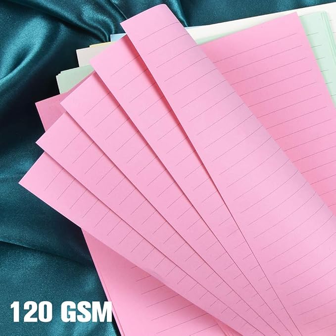 Lined Refill Paper, 200 Colored Ruled Pages for A5 Refillable 6-Ring Binder Notebook Journal Planner Organizer Insert, 120 GSM Thick Loose Leaf Paper