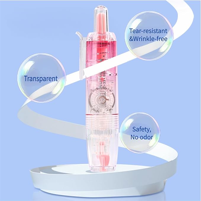Refillable Correction Tape, 157 ft Total – 2 Pre-Filled Dispensers + 6 Snap-In Refills, School & Office Supplies, Pink & Blue