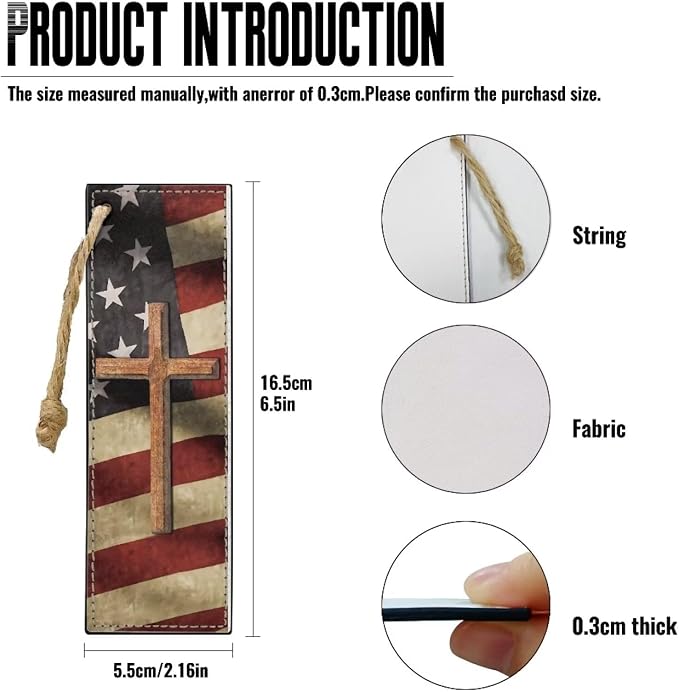 Bookmarks Accessories - American Flag Cross Bookmarks for Men, Boys & Adults for Book Lovers, Perfect for Birthday Present