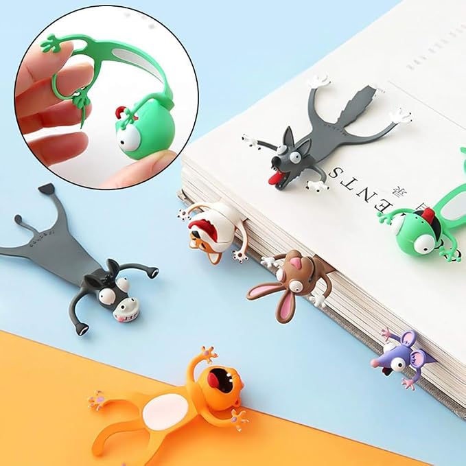 Cartoon Bookmarks, Squashed Bookmark for Kids 3D Stereo Animal Original Cute Book Marks, Wolf