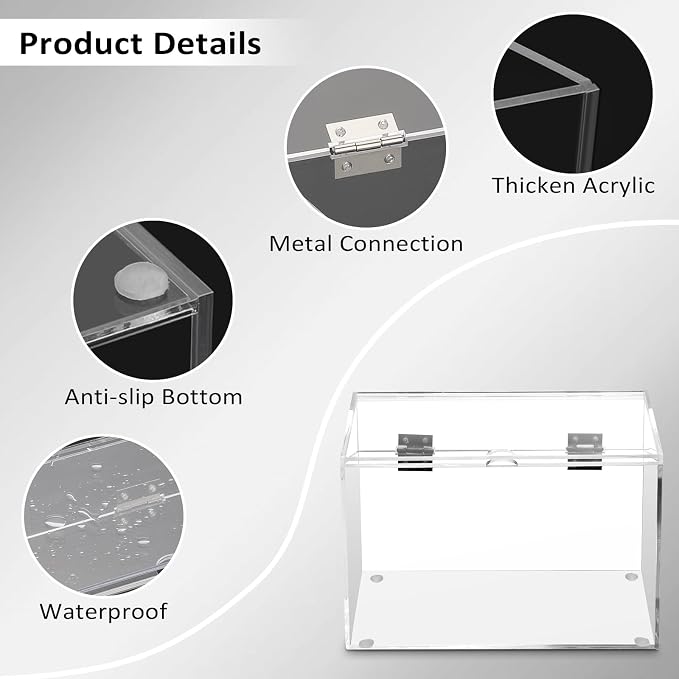 BTSKY Clear Acrylic 5 x 8 inch Index Card Box with Sign Lid - Index Card Holder Notecard Box Recipe Card Box Plastic Storage Organizer for Filling Index Cards, Note Cards, Flashcards, Recipes