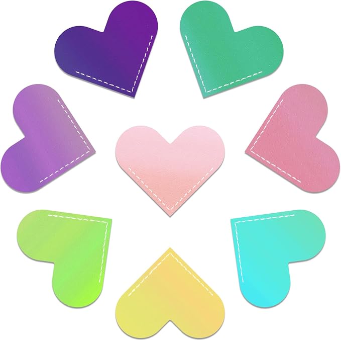 Leather Heart Bookmarks, Cute Handmade Page Corner Book Markers, Reading Gifts for Women, Lovers, Kids, Teachers, Friends, Readers, Book Accessories for School Office Home Supplies(8PC-Iridescent)