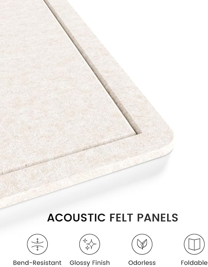 Fluxynara Bulletin Board,47.2" × 35.4" Cork Board Alternative with 24 Safe Removable Adhesive Tabs, Foldable Felt Pin Board for Home Office, Classroom, Bedroom,Entryway for Walls—Oatmeal