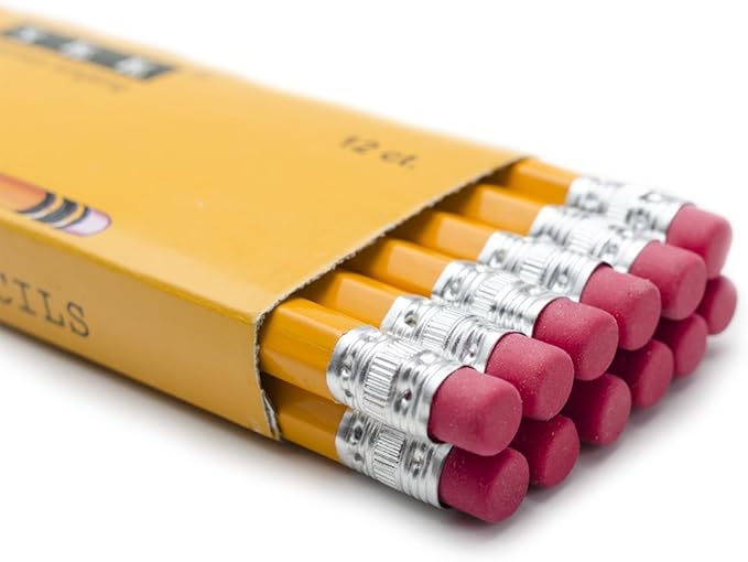 SKKSTATIONERY Pre-sharpened pencils, Pencils Sharpened with eraser top, 2 HB pencil, Back to school, 144/box.