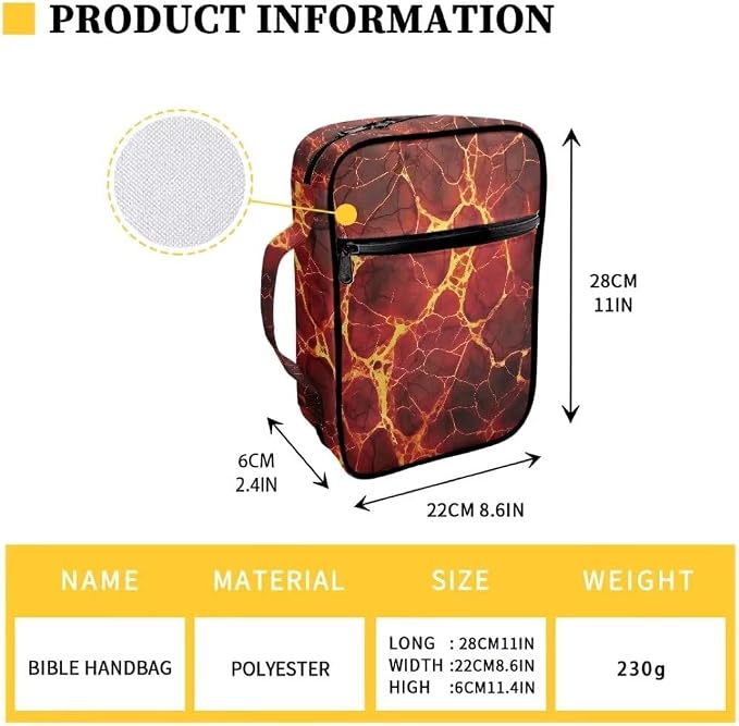 Coldinair Fire Bible Cover Case for Men Women,Bible Bags Book Covers Kids Scripture Carrying Case with Handle and Pocket,Bible Book Carrying Case Tote Handbag