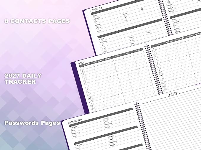 2027 Monthly Planner - 2027 Planner, JAN. 2027 - DEC. 2027, 9'' x 11'', Monthly Planner 2027 with Colorful Tabs, Monthly Calendar Planners with Pocket, Perfect for Shool Office Use - Purple