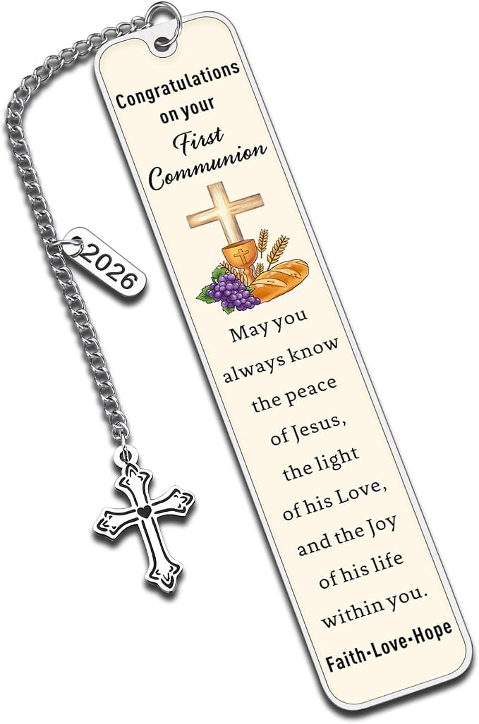 2026 First Communion Gifts for Girls Boys - 1st Communion Gifts for Boys Girls Catholic First Communionn Bookmark Girl Boy Easter Basket Stuffers Christian Bookmarks for Her Him Easter Gift for Kids