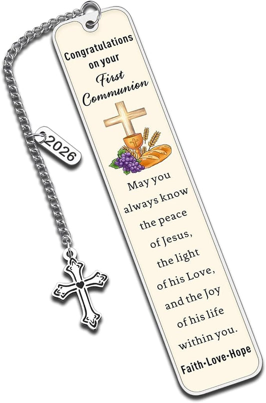2026 First Communion Gifts for Girls Boys - 1st Communion Gifts for Boys Girls Catholic First Communionn Bookmark Girl Boy Easter Basket Stuffers Christian Bookmarks for Her Him Easter Gift for Kids