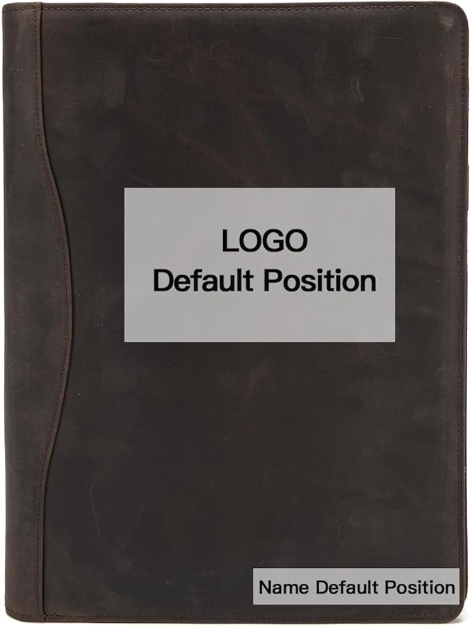 Personalized Genuine Leather 3 Ring Binder, Custom Engraved 8.5 x 11 Letter Size Folio with Pen Holder, Soft Notebook Portfolio Cover, Notepad Padfolio Organizer for Meeting, Dark Khaki