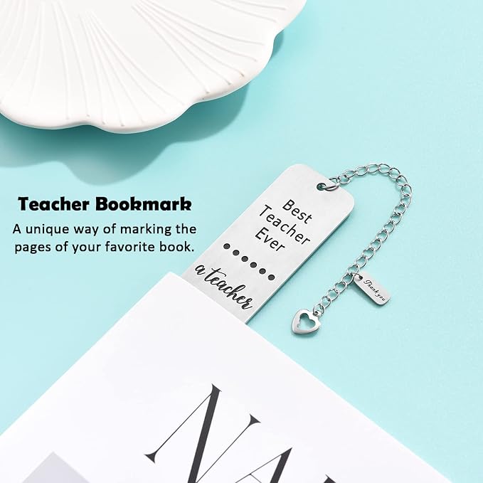 Teacher Gifts for Women Men, Teacher Graduation Gifts - Best Teacher Ever Thank You Appreciation Metal Bookmark Birthday Christmas Retirement Teacher Gifts from Students