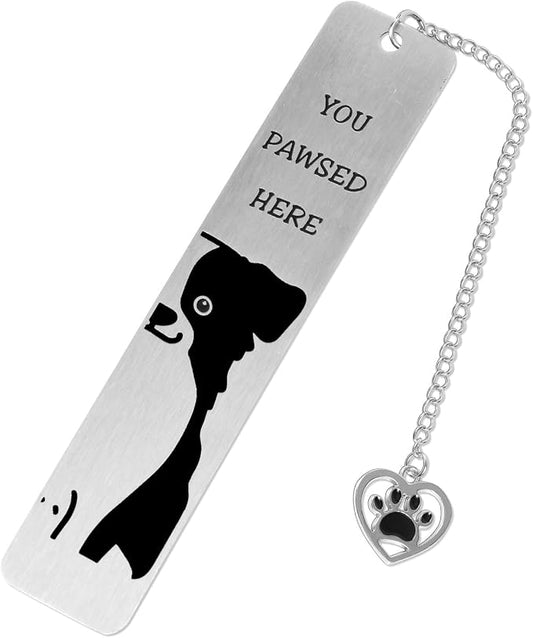 Dog Bookmark for Reading Women, Cute Dog Mom Gifts Funny Metal Dog Book Mark You Pawsed Here Bookmark Doggy Lovers Dogs Themed Gift for Owners Men Women Bookworm (Border Collie)