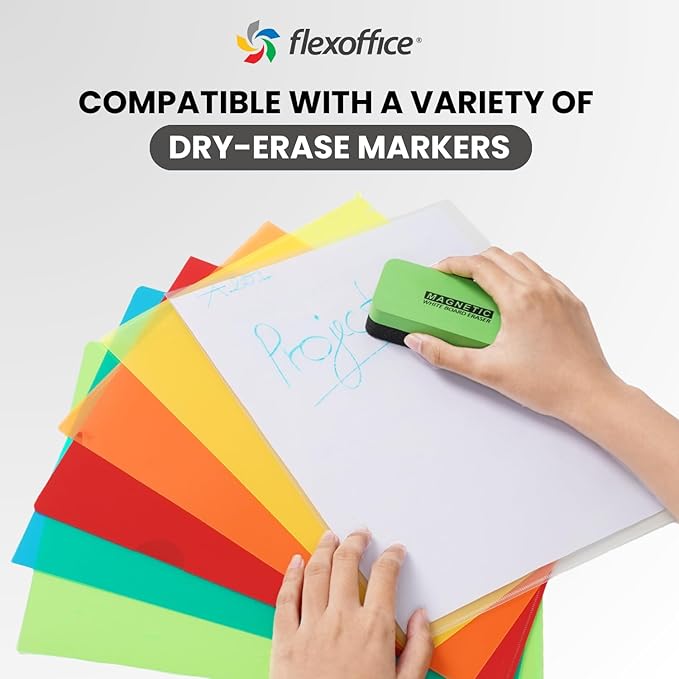 FLEXOFFICE 48 Pack Project Folders for Important Documents, Assorted 5 Translucent Colors, Heavyweight L-Shaped Poly Jacket Sleeves Folders Fit for US Letter Size