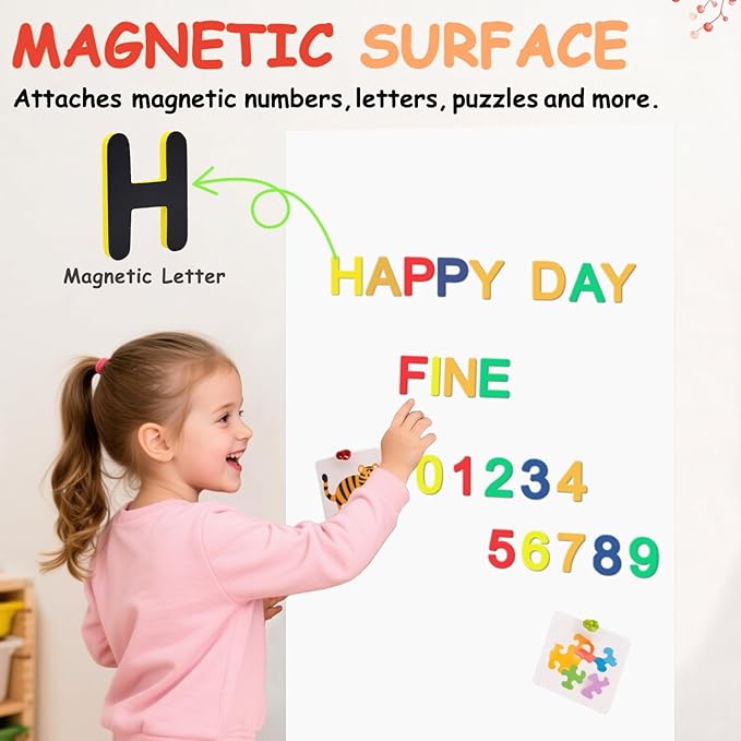 Magnetic Wall Decal 47.2x17.5 Inch White Magnetic Chalk Board Sticker Magnet Chalkboard for Wall Peel and Stick Self Adhesive Blackboard for Playroom Home Office