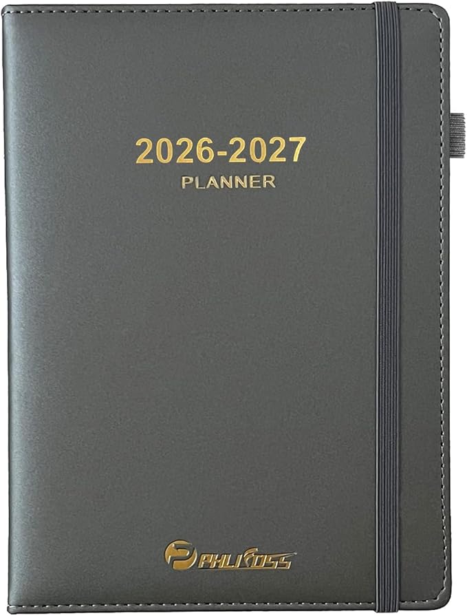 Daily Planner 2026-2027, Academic Calendar(July 2026 - June 2027) - One Page Per Day, Daily Monthly Agenda, 5.7" x 8.3" Appointment Book with Hourly Schedule and Monthly Tabs (Dark Gray)