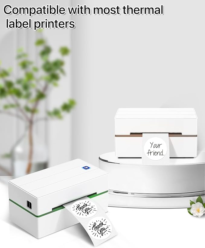 iEager 2 Inch Round Thermal Labels, Circle Thermal Printer Stickers, Durable Circular Label Printer Sticker for Business, Logo, Gift, 500 Labels/Roll, White