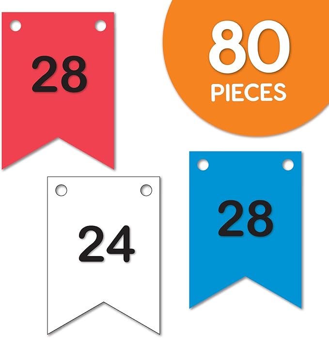 80 pcs Paper DIY Banner Flags Patriotic RED, WHITE AND BLUE Pennant Banners, Large (3.75 x 5 in), US Made Card Stock Punch Out Blank Pennants for 4th of July Party Decorations, Festive Parties