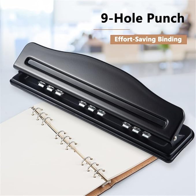 9 Hole Hole Punch Handheld Metal Hole Punch for B5 18K Notebook Scrapbook Journal Planner