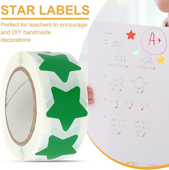 PATIKIL Star Stickers Roll 1", 500 Pcs Self-Adhesive Reward Stickers for Classroom Teacher Supplies and DIY Craft, Green