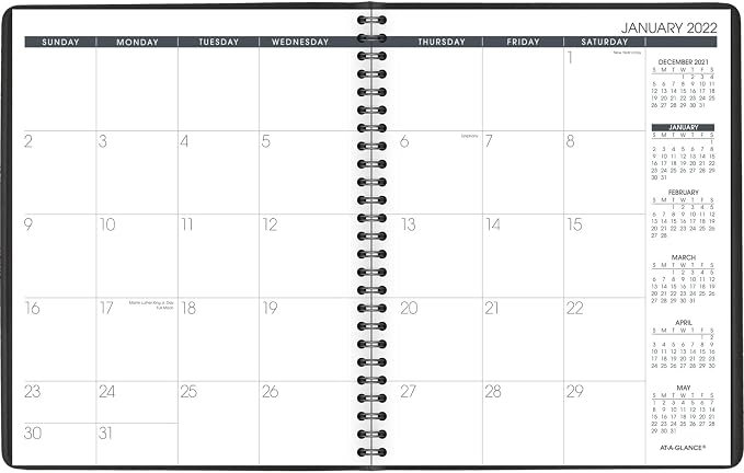 AT-A-Glance 2022 Monthly Planner by AT-A-Glance, 7" x 8-3/4", Medium, Black (7012005)