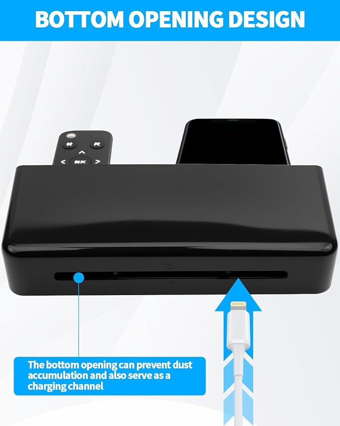 3 Slot Adjustable Remote Control Holder Wall Mount, Adhesive Remote Organizer for TV Controller with Hollow Bottom for Charging, Wall Pen Holder for Home Office School (Black, 1)