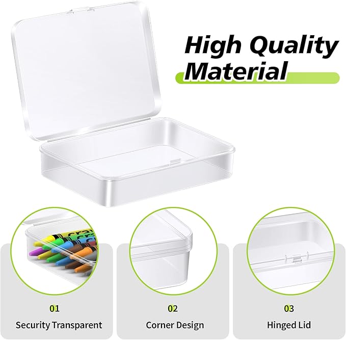 30 Pcs Plastic Crayon Box with Hinged Lid Clear Storage Containers Crayon Case for School Classroom Supplies (Clear)