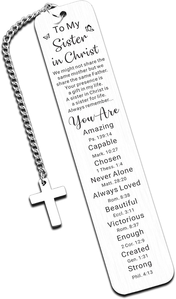 Secret Sister Gifts for Women Christian, Sister in Christ Gifts for Women, Religious Christian Bookmark with Bible Verse, Inspirational Book Marks for Reading, Christmas Birthday Gift for Friend Girls