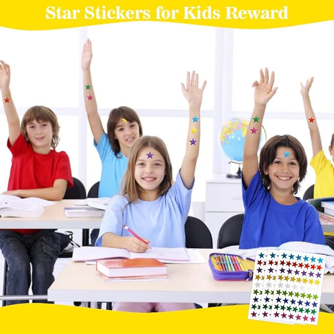 1080 Rainbow Foil Star Stickers - 20 Sheets Small Stickers for Kids Reward, School Planner, Behavior Chart, Classroom Teacher Supplies, DIY