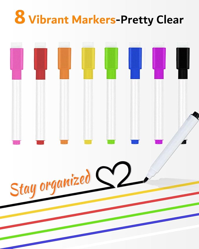 Magnetic Acrylic Calendar for Fridge,2 Pack 11"x15" Clear Fridge Calendar Dry Erase Magnetic Planning Boards Set for Refrigerator with 8 Colorful Highlight Markers