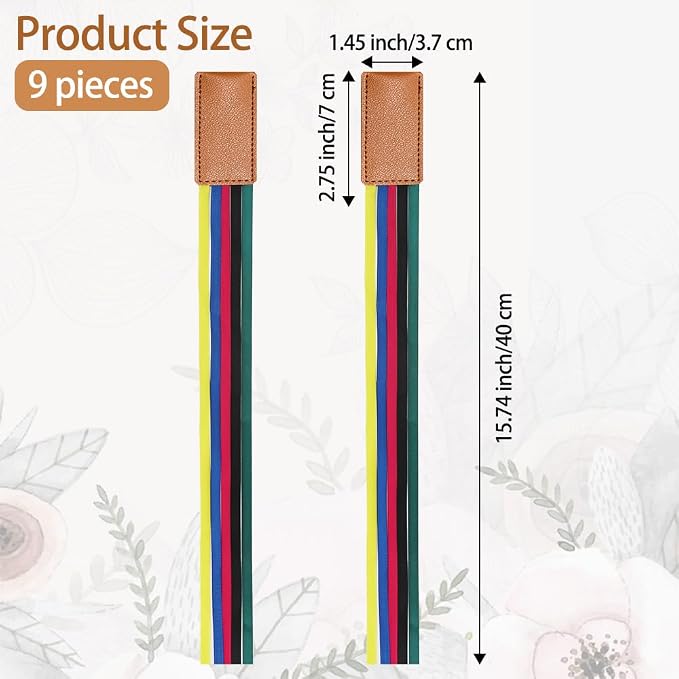 9 Pcs Bible Bookmark, Colorful Ribbon Bookmark, Artificial Leather Bible Ribbons Bookmarks, Page Markers with 5 Ribbons Colors for Books Novel Bible, Reading Lovers Students Teachers, Christmas Gift