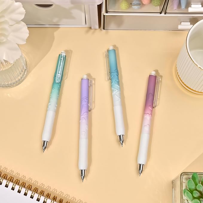 BAYTORY 12 Pcs Retractable Gel Pens, Black Ink 0.5 mm Fine Point Pens, Quick Dry Smooth Writing Aesthetic Journaling Pen for School Office Supplies (Morandi)